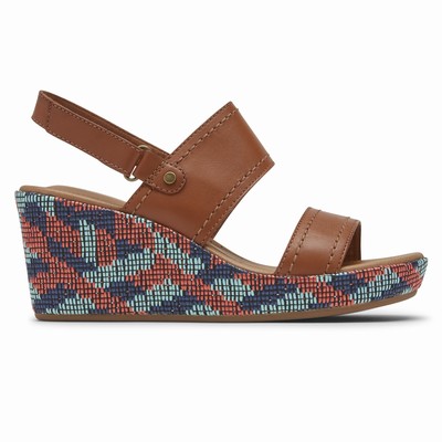 Rockport Cobb Hill Erika 2-Band Slingback Wedges Damen Braun BNC-739250